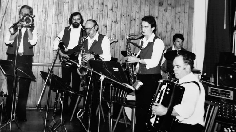 70er–80er Jahre – v.l. Franz Scherer, Josef Neugebauer, Klaus Weber, Thomas Weber, Dieter Unna, Lothar Wehrle